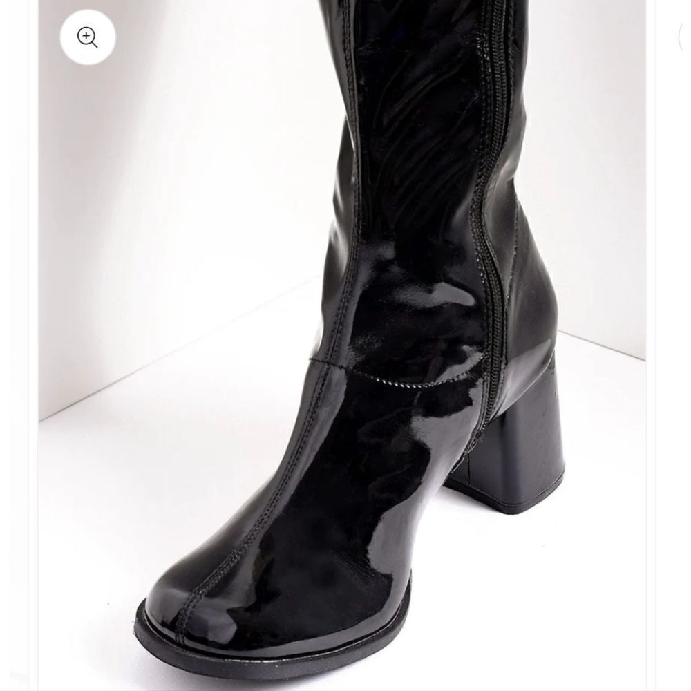 Unique Vintage Boots Women's Black Go Go Dancer Mod 70s Hippie Knee Hi Costume - Picture 5 of 7